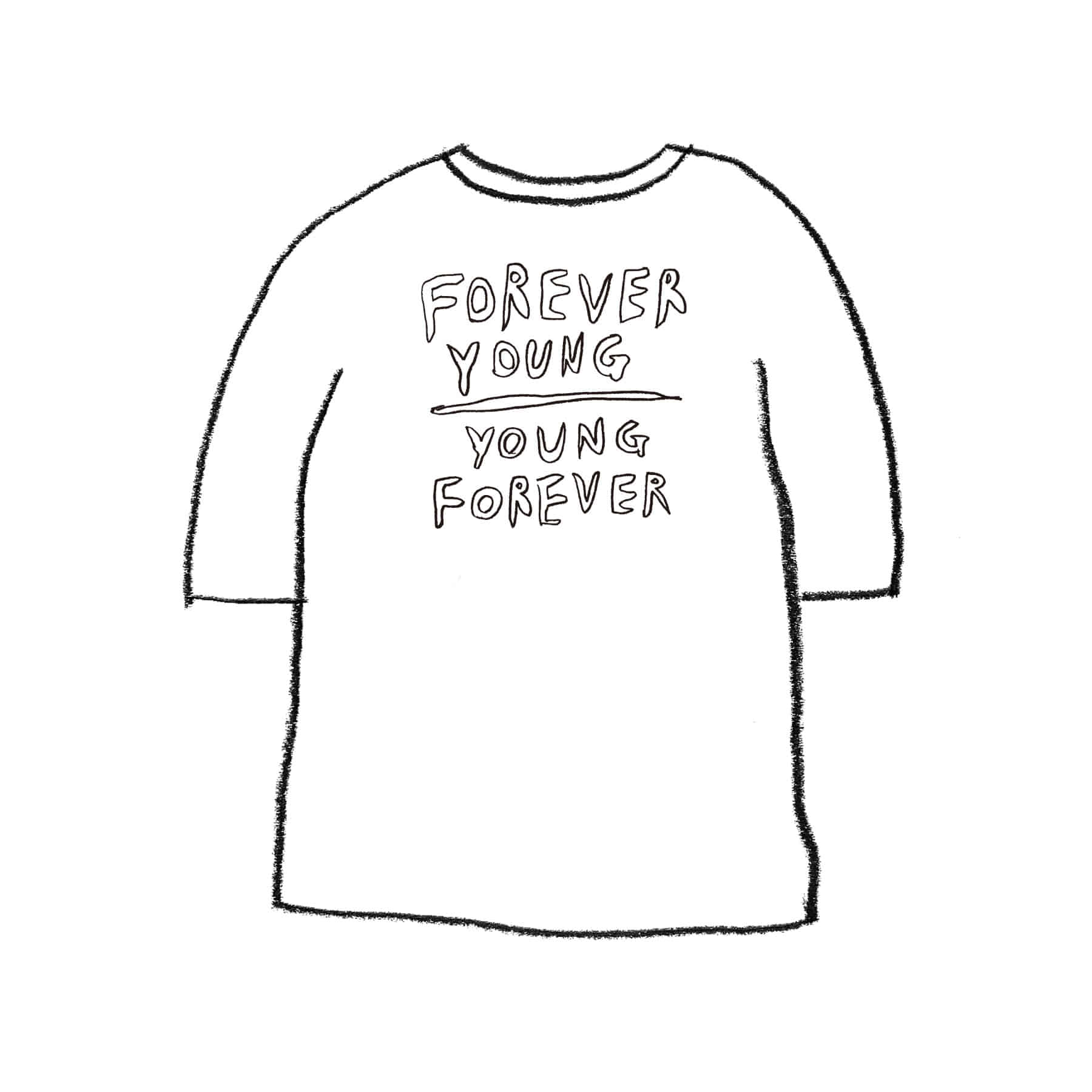 FOREVER YOUNG OUTLINE 1/2 T-SHIRT WHITE