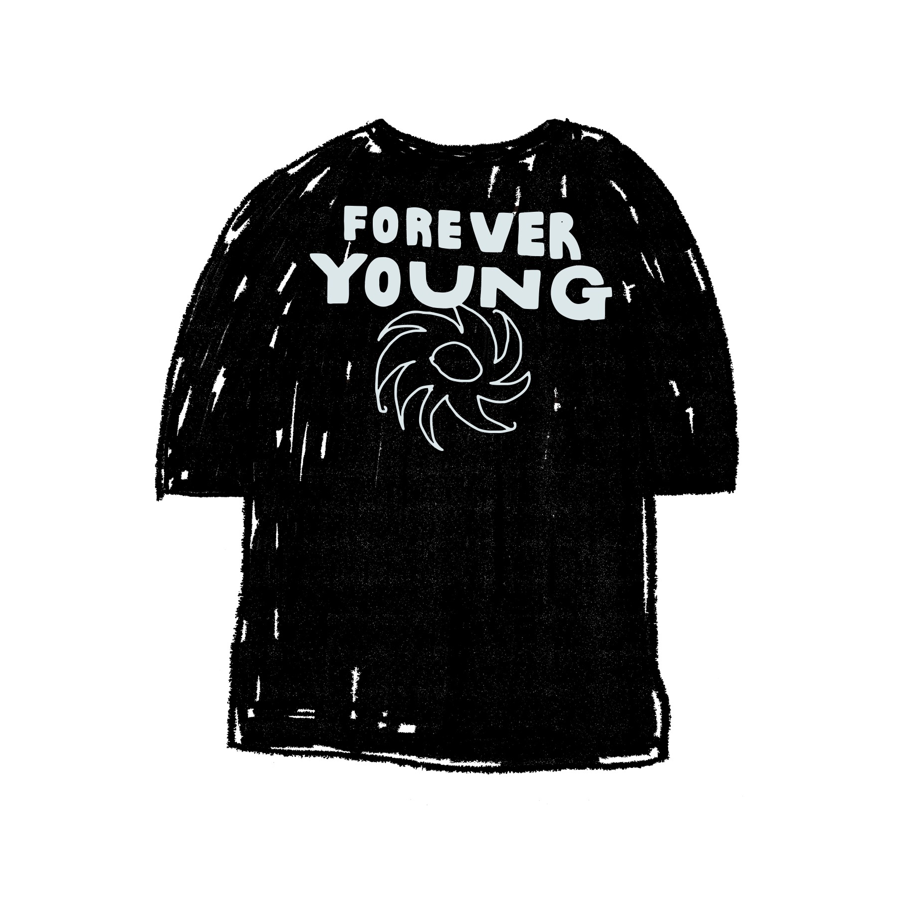 FOREVER YOUNG 1/2 T-SHIRT BLACK